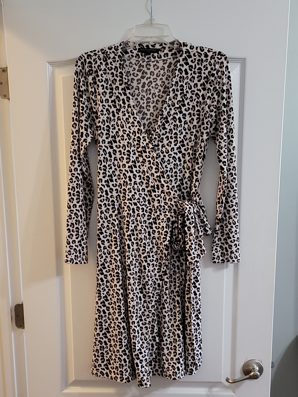 Banana Republic Leopard-Print Wrap Dress in Black and Cream
